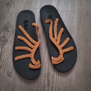 Orange Braided Sandals